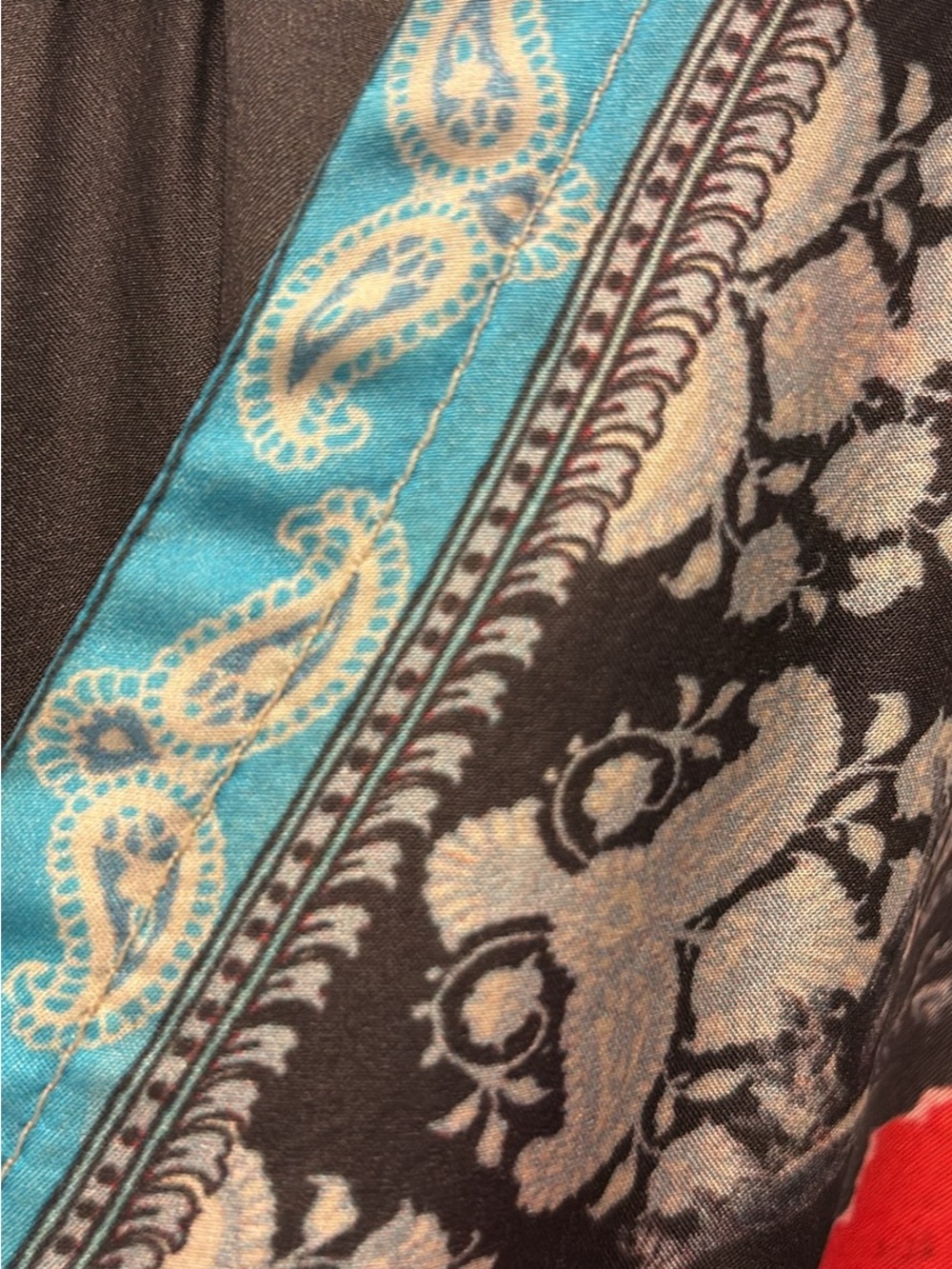 Johnny Was Multicolor Patchwork Maxi Dress with Turquoise Trim - Picture 12 of 15
